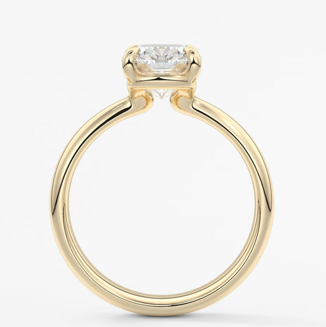 Elysian Tapered Elongated Cushion Solitaire Ring – Lab Diamond or Moissanite