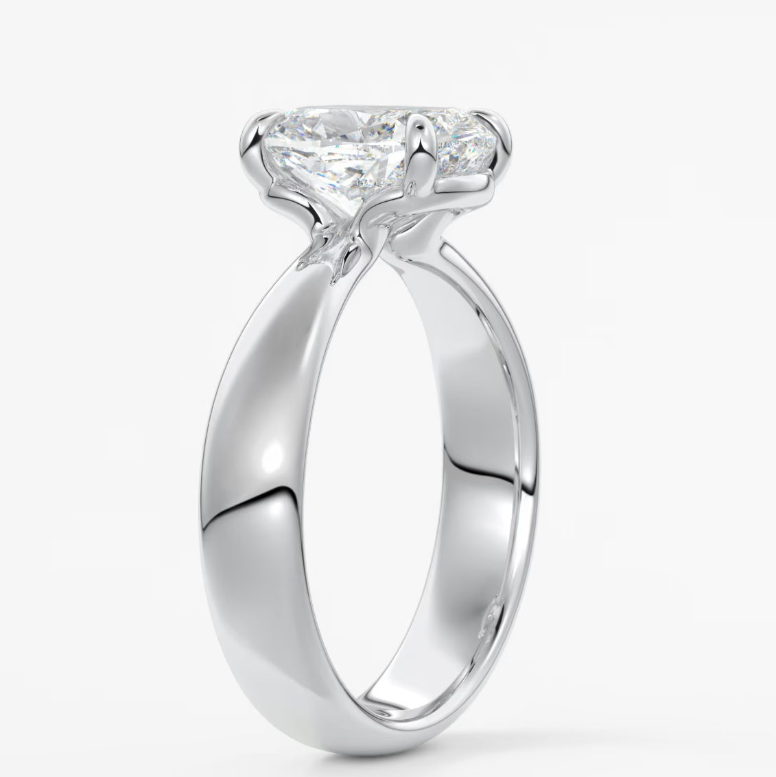 Elysian Tapered Elongated Cushion Solitaire Ring – Lab Diamond or Moissanite