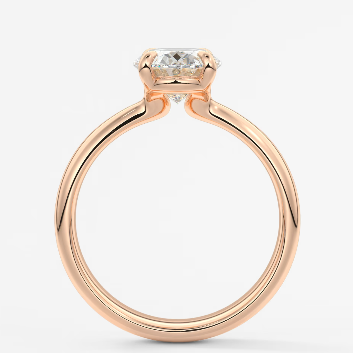 Elysian Tapered Oval Solitaire Ring – Lab Diamond or Moissanite