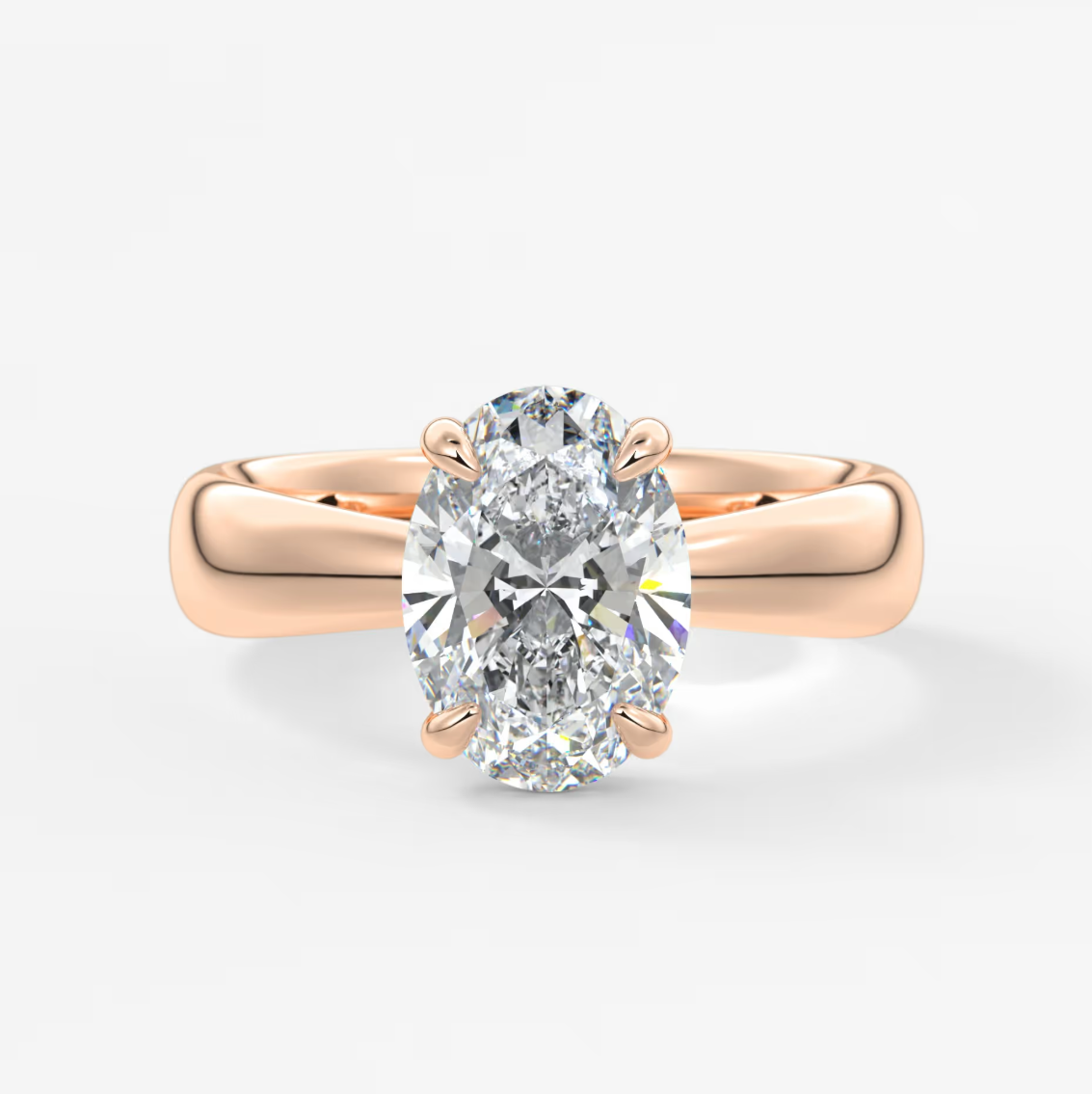 Elysian Tapered Oval Solitaire Ring – Lab Diamond or Moissanite