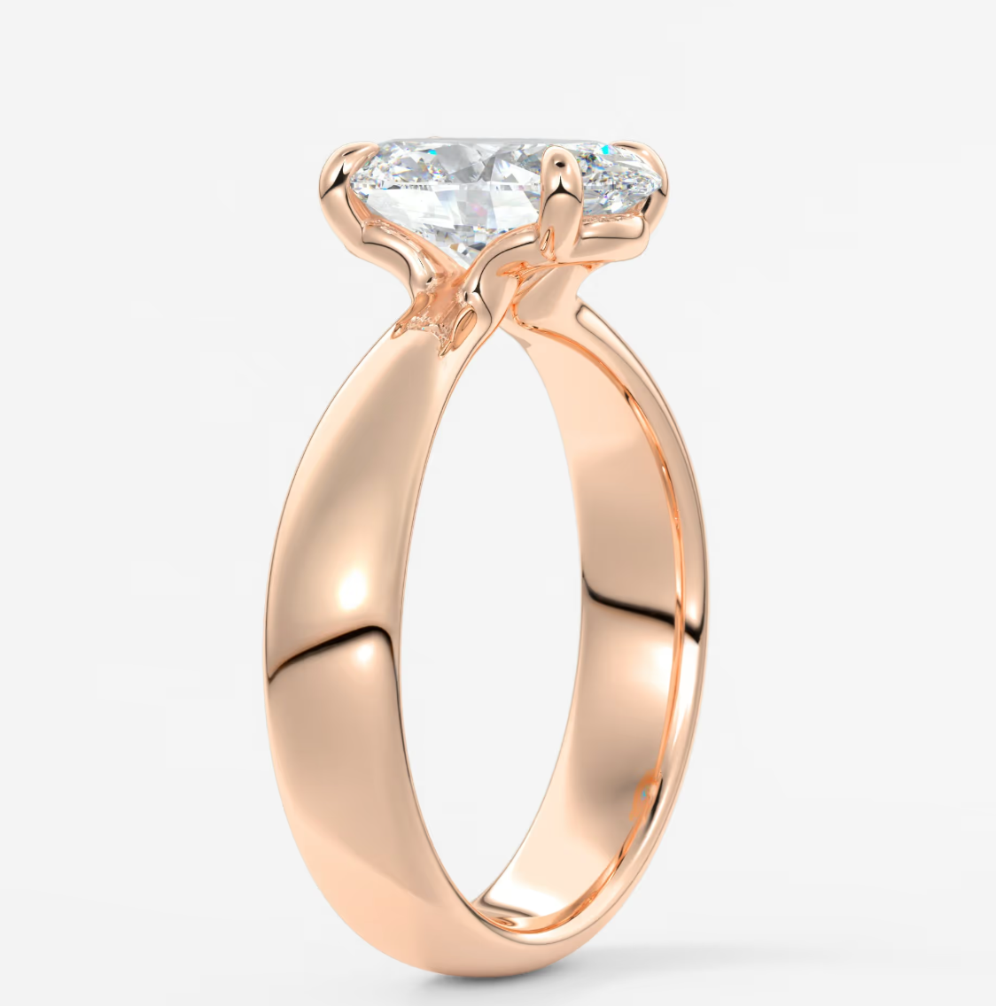 Elysian Tapered Oval Solitaire Ring – Lab Diamond or Moissanite