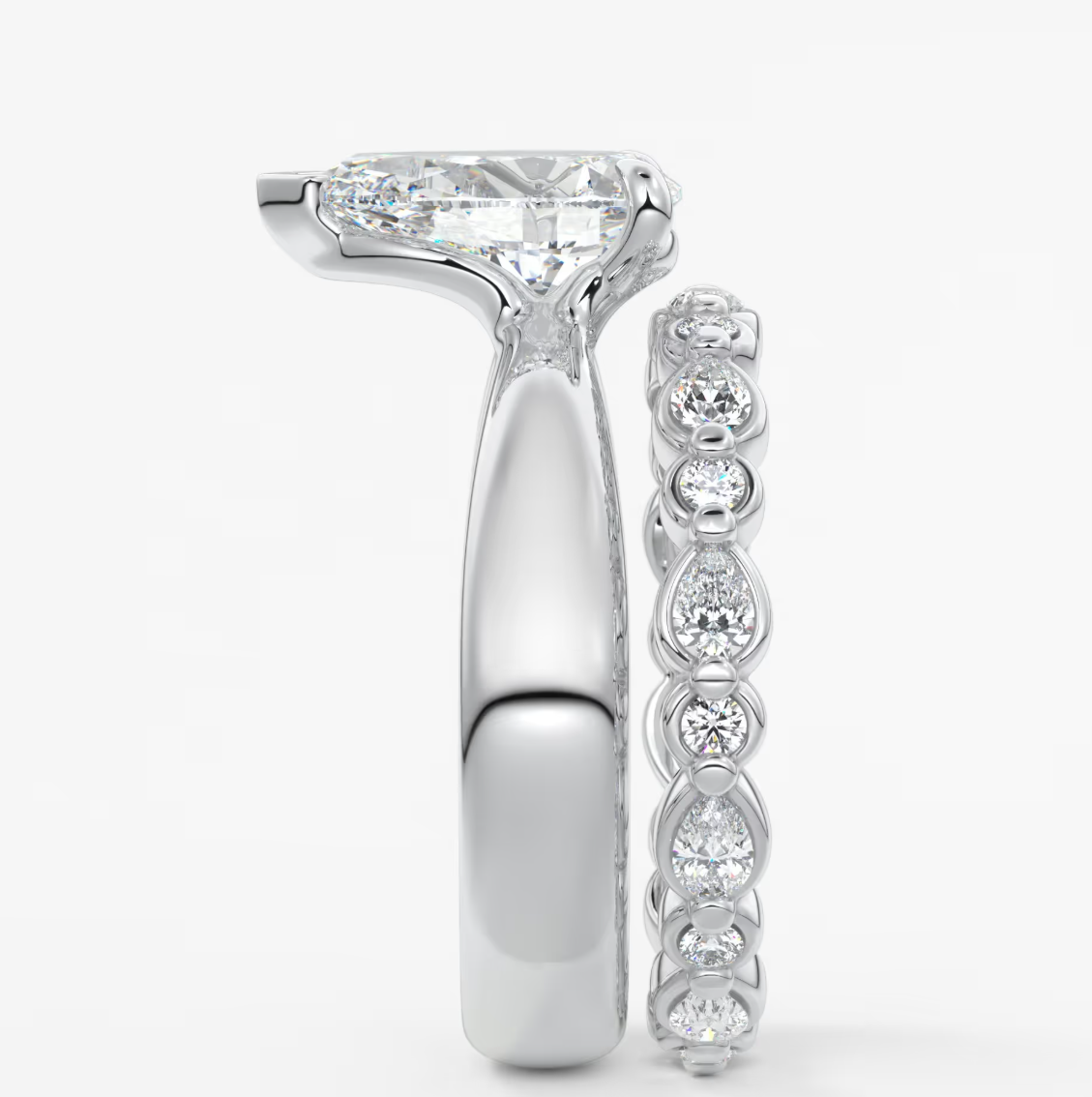 Elysian Tapered Pear Solitaire Ring – Lab Diamond or Moissanite