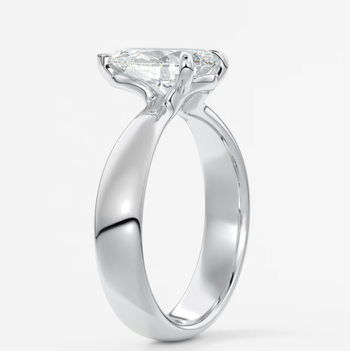 Elysian Tapered Pear Solitaire Ring – Lab Diamond or Moissanite