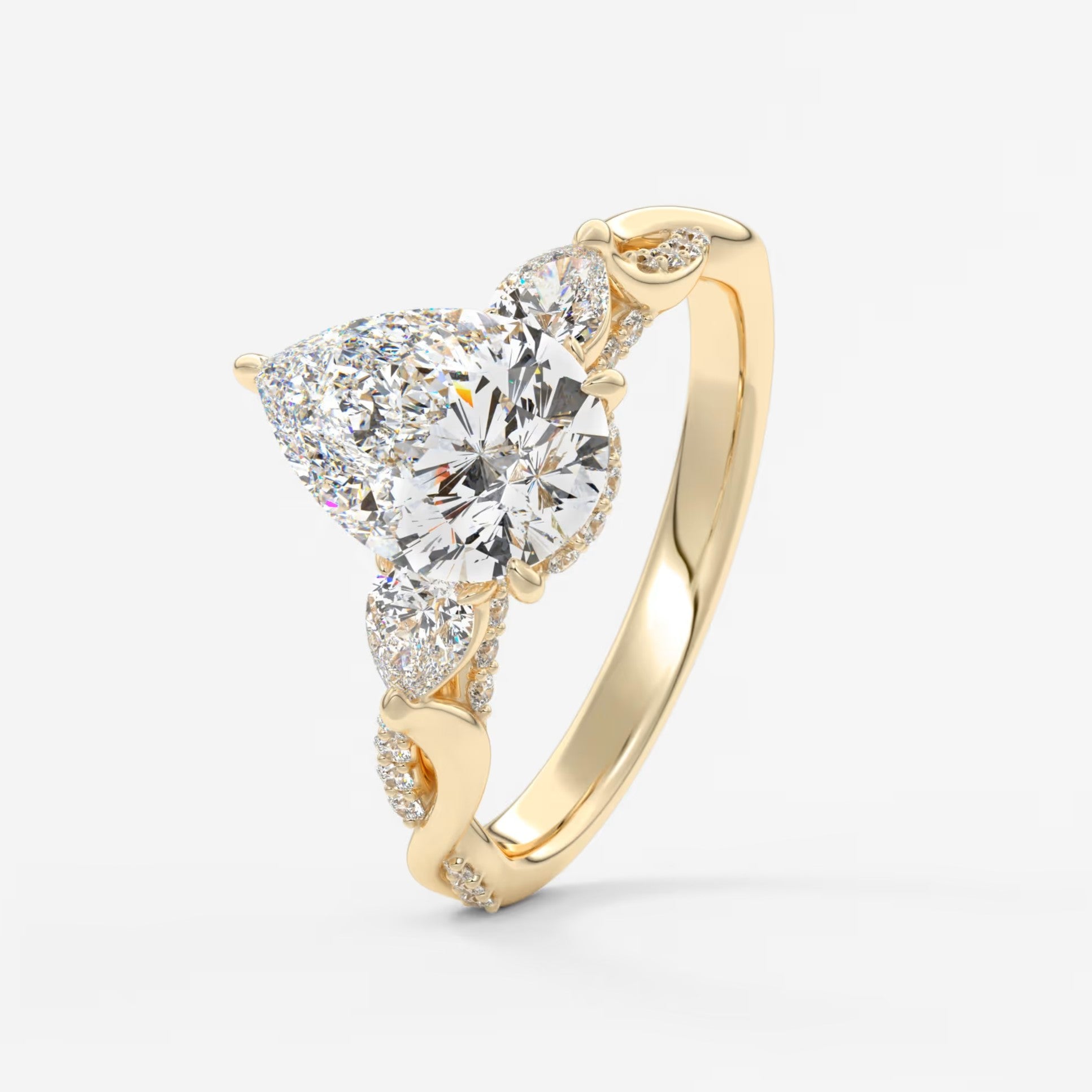 Florielle trilogy pear cathedral engagement ring