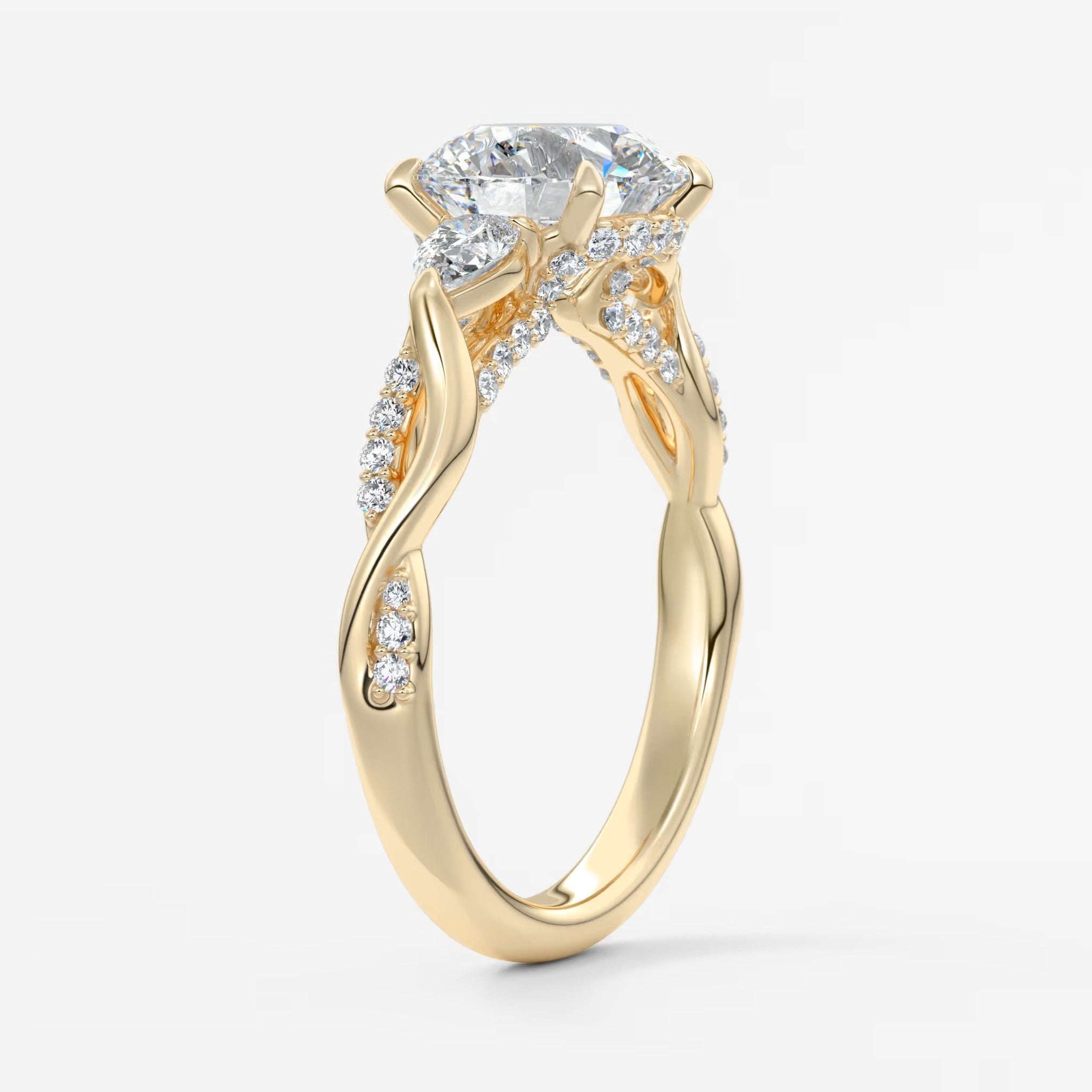 Florielle trilogy round cathedral engagement ring