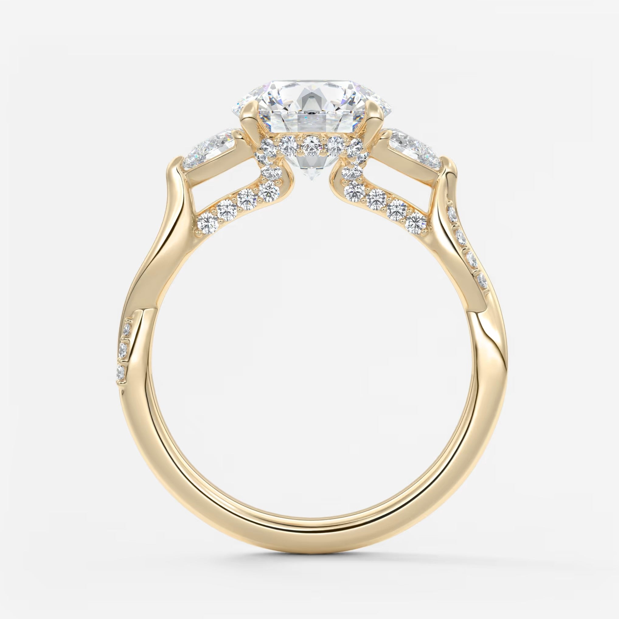 Florielle trilogy round cathedral engagement ring
