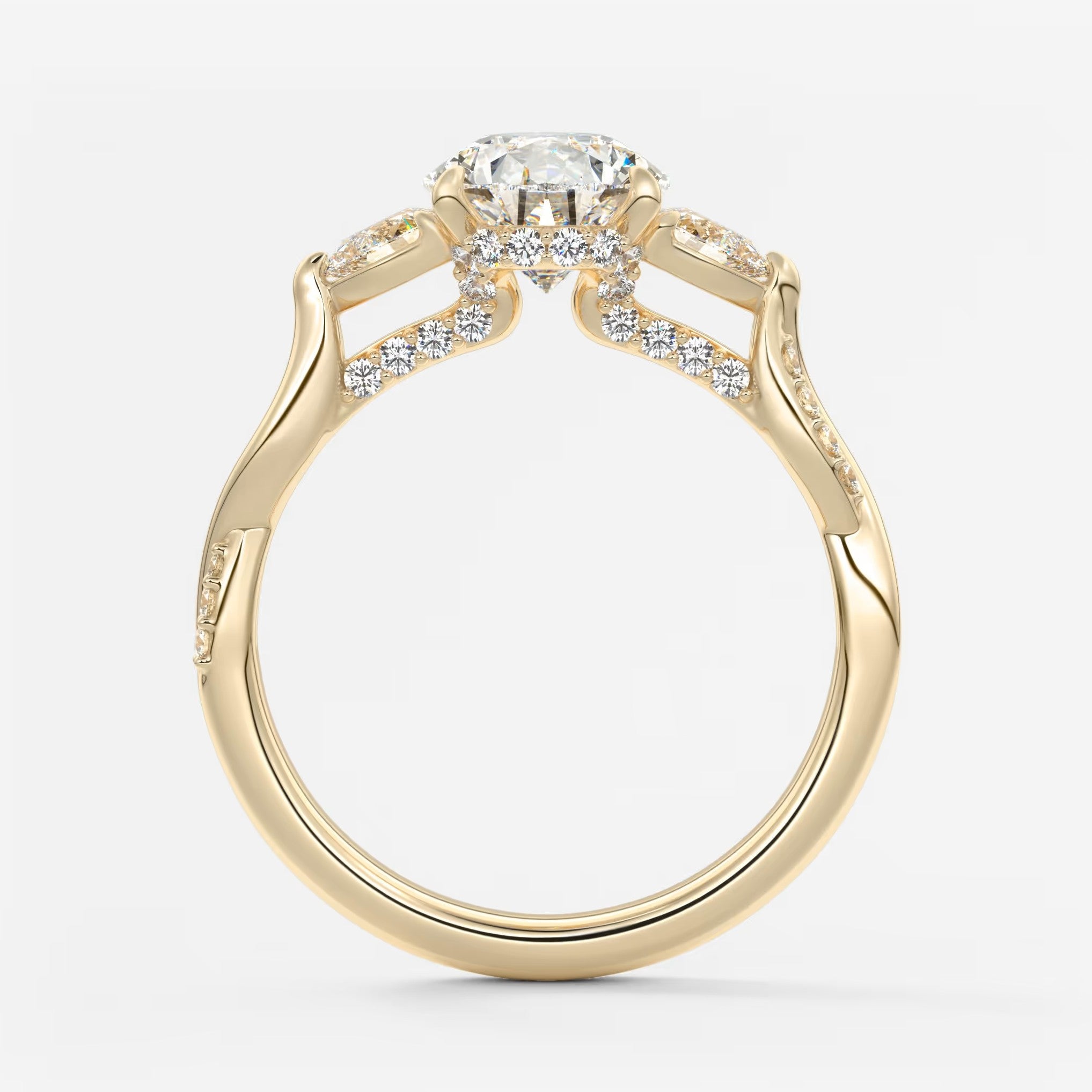 Florielle trilogy pear cathedral engagement ring