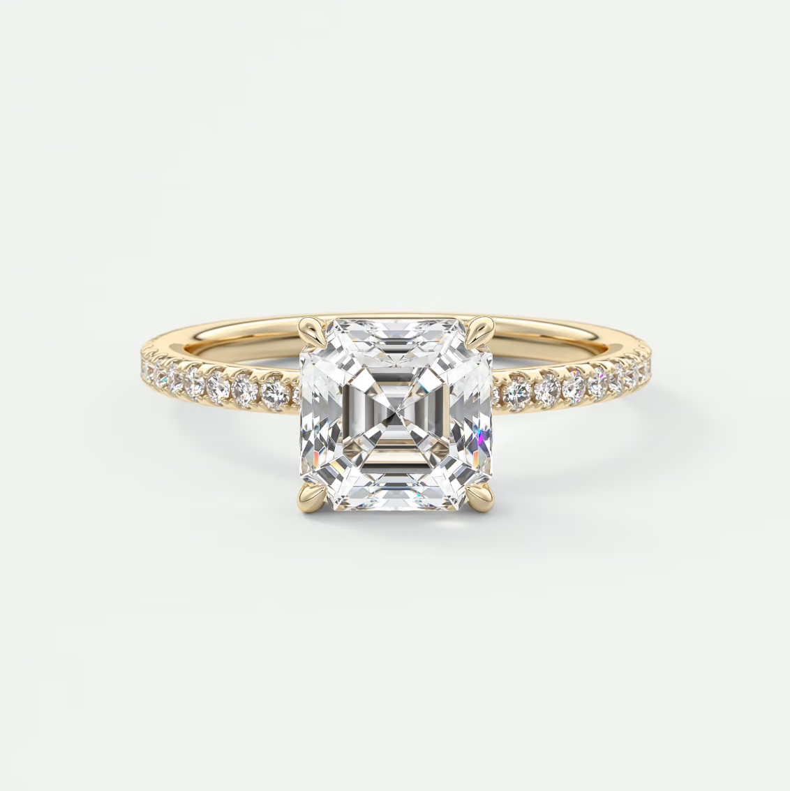 Isolde Asscher Pavé Solitaire Ring