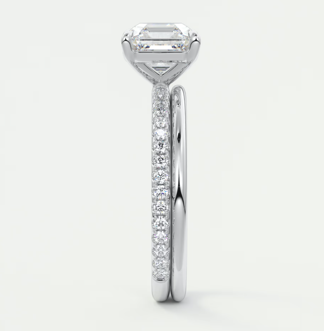 Isolde Asscher Pavé Solitaire Ring