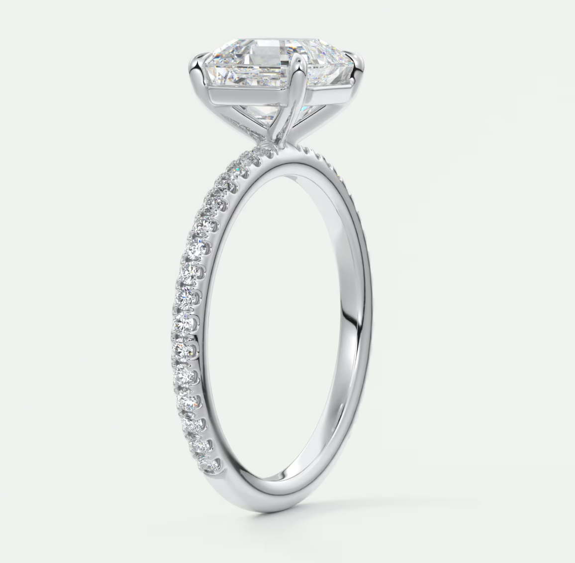 Isolde Asscher Pavé Solitaire Ring