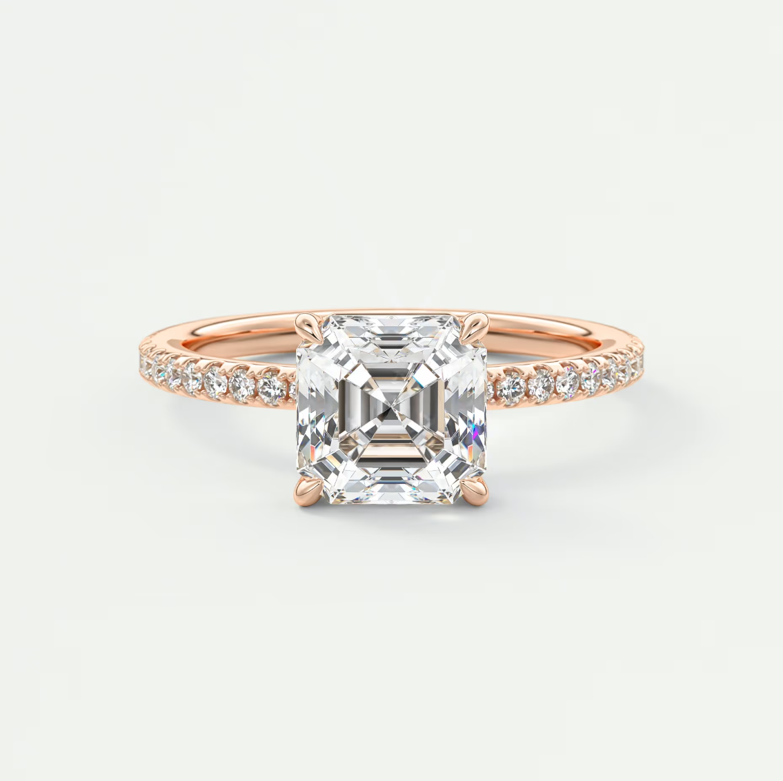 Isolde Asscher Pavé Solitaire Ring
