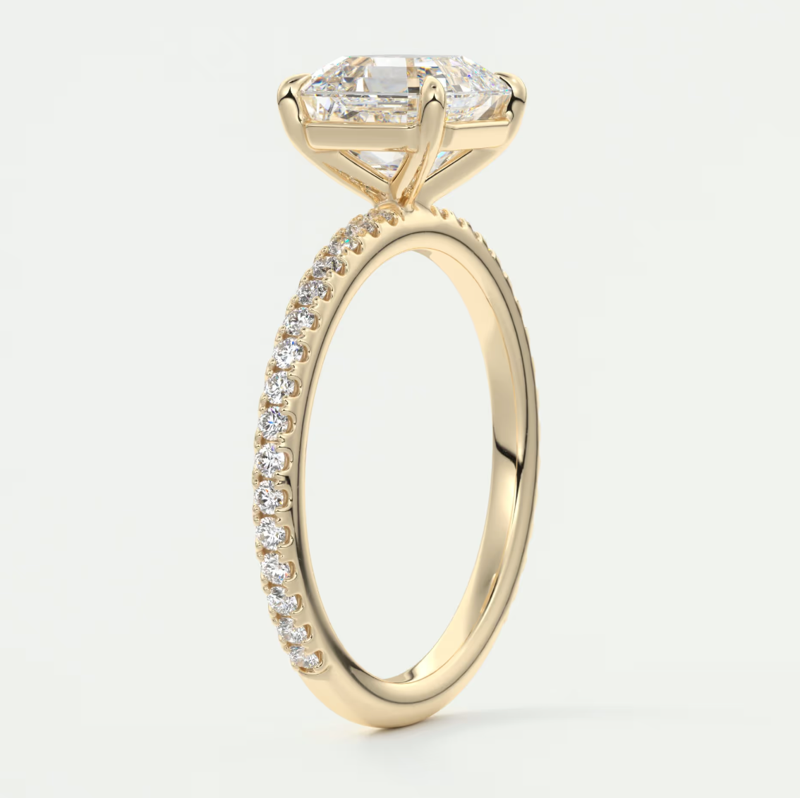 Isolde Asscher Pavé Solitaire Ring