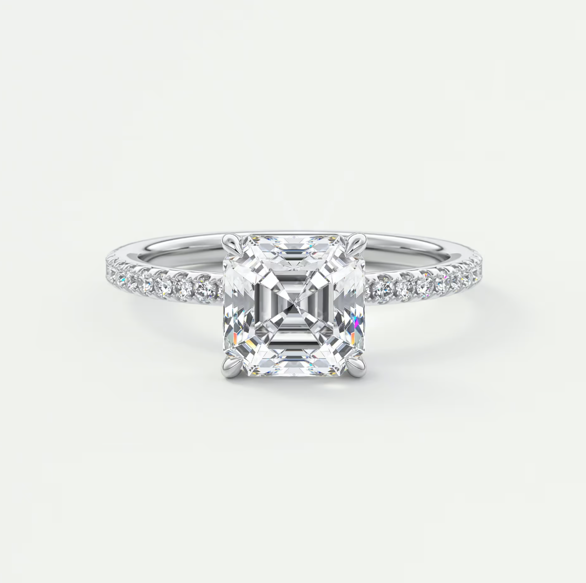 Isolde Asscher Pavé Solitaire Ring