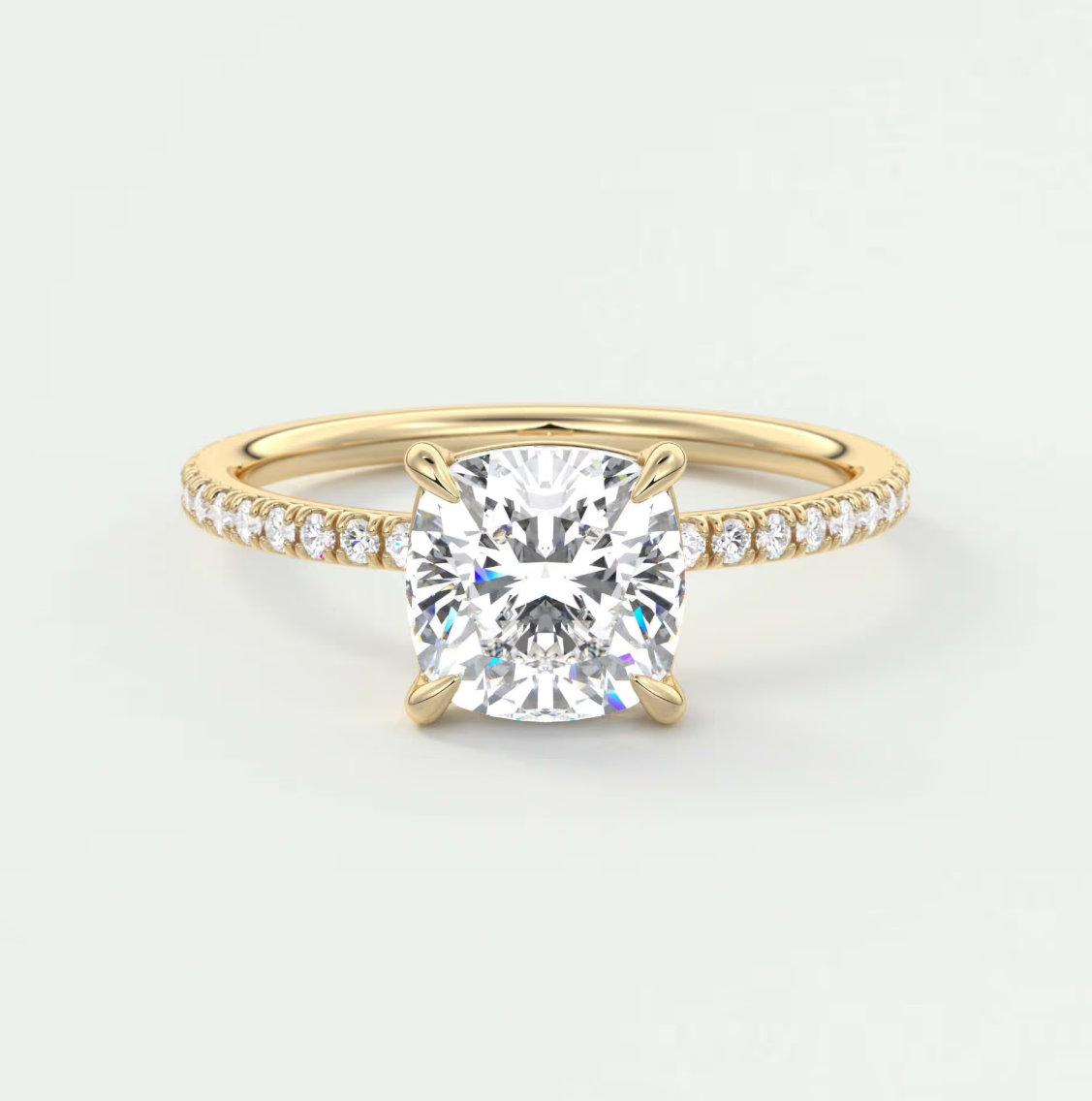 Isolde Cushion Pavé Solitaire Ring