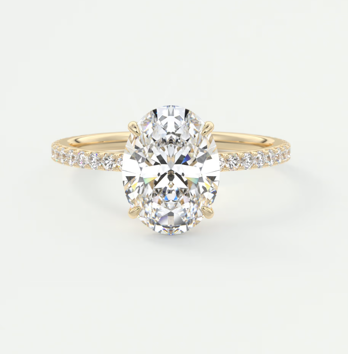 Isolde Oval Pavé Solitaire Ring