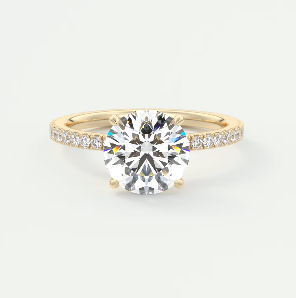 Isolde Pavé Round Brilliant Solitaire Ring