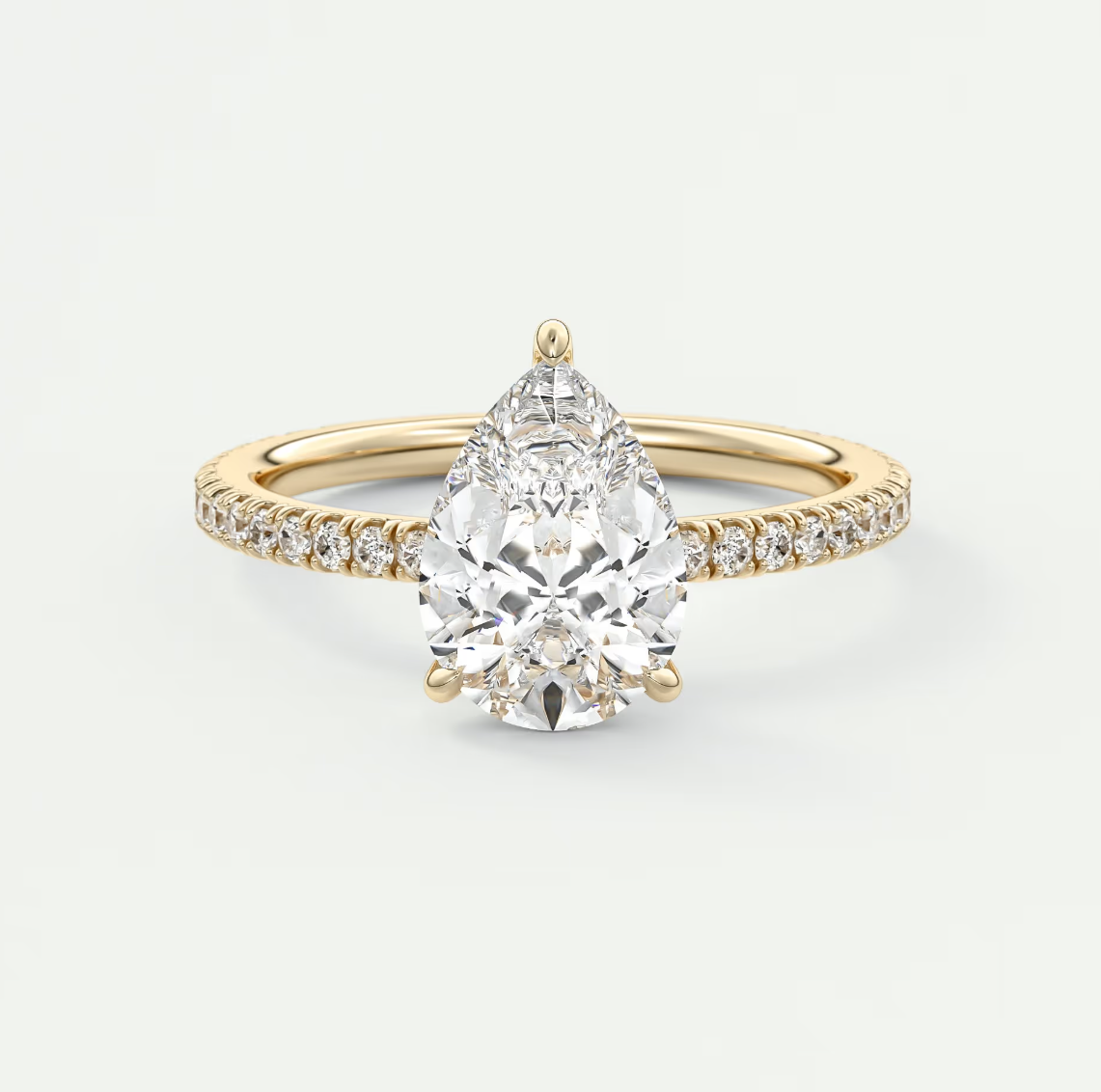 Isolde Pear Pavé Solitaire Engagement Ring