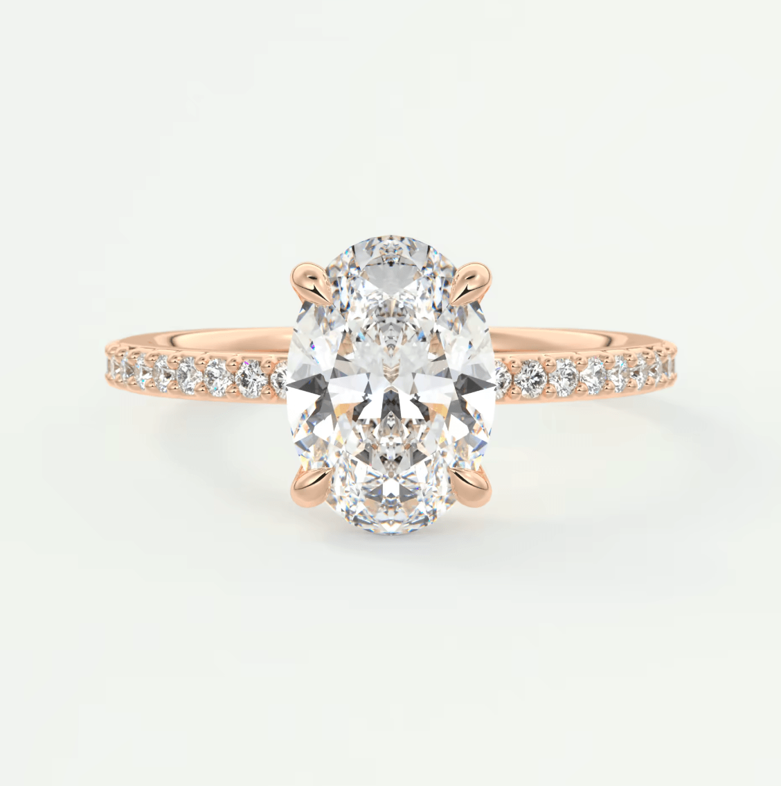 Liora Oval Pavé Engagement Ring – Lab Diamond or Moissanite