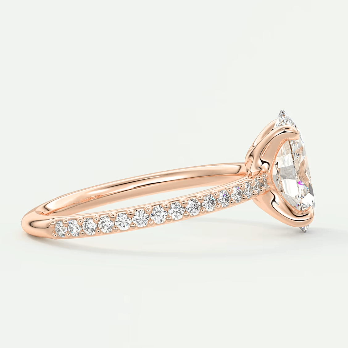 Liora Oval Pavé Engagement Ring – Lab Diamond or Moissanite