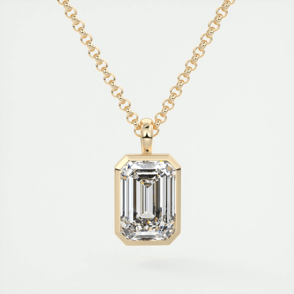 Lucienne Emerald Bezel Pendant Necklace – Lab-Grown Diamond or Moissanite