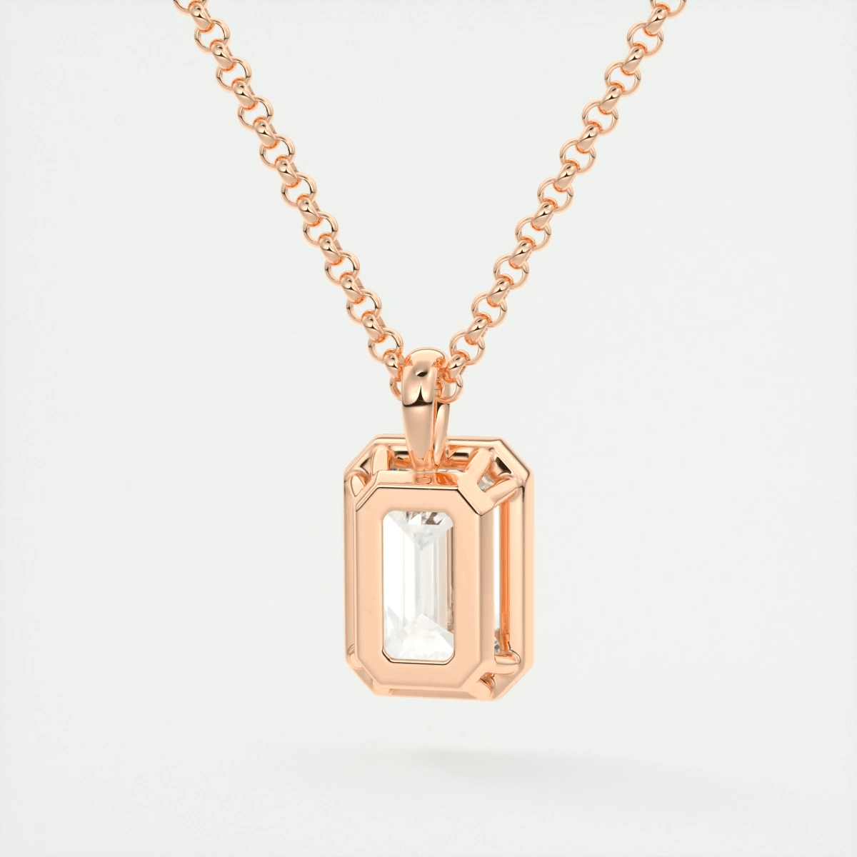 Lucienne Emerald Bezel Pendant Necklace – Lab-Grown Diamond or Moissanite