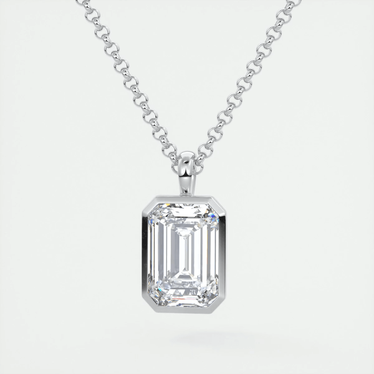 Lucienne Emerald Bezel Pendant Necklace – Lab-Grown Diamond or Moissanite
