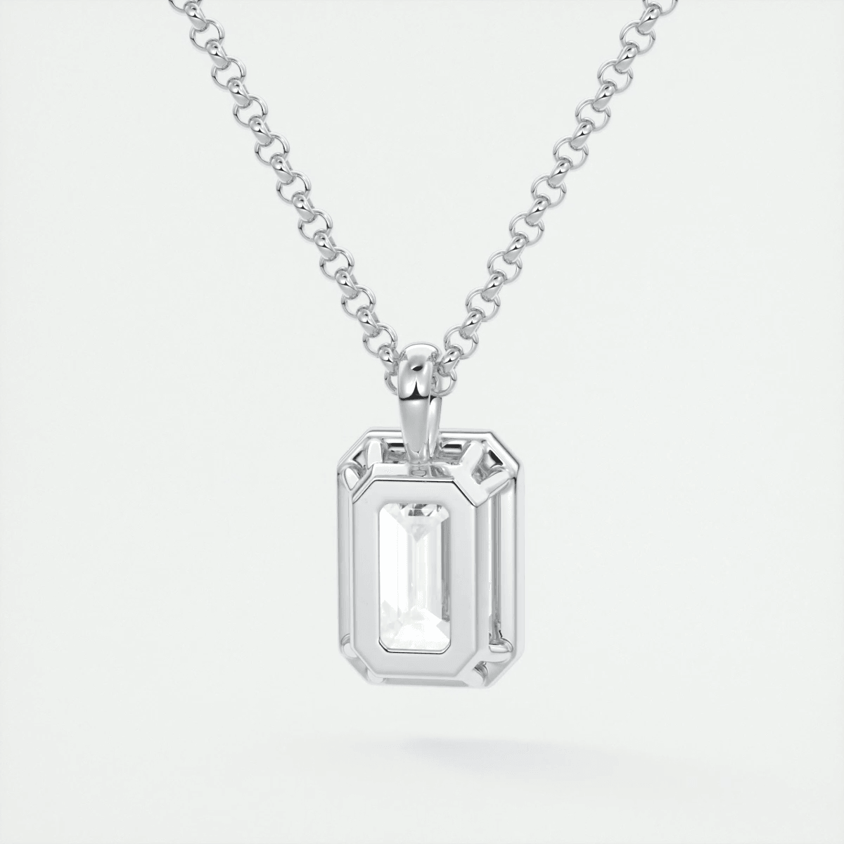 Lucienne Emerald Bezel Pendant Necklace – Lab-Grown Diamond or Moissanite