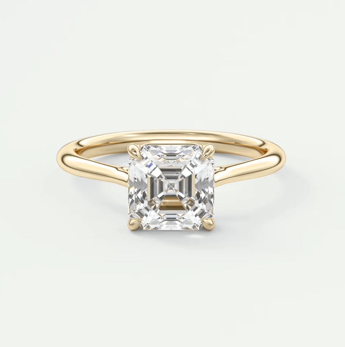 Lumia Asscher Cathedral Solitaire Ring – Lab Diamond or Moissanite