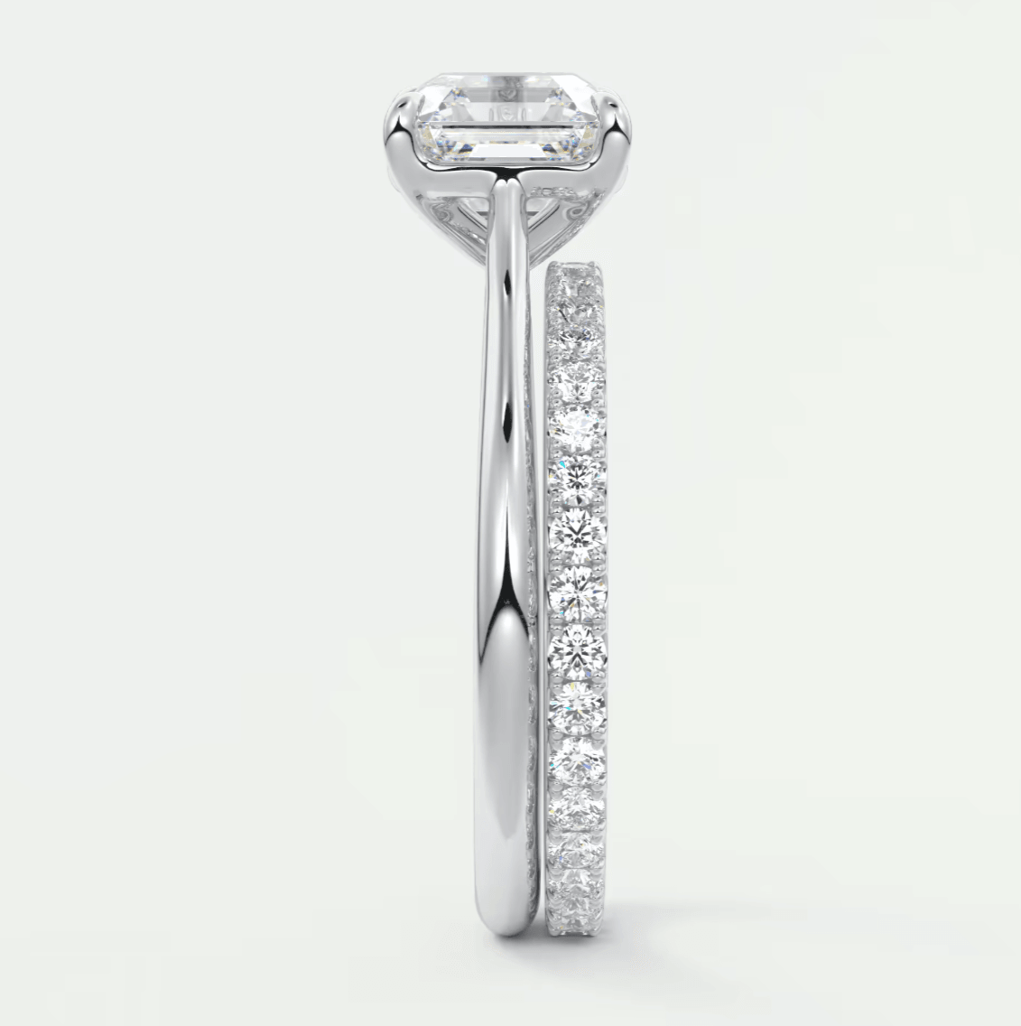 Lumia Asscher Cathedral Solitaire Ring – Lab Diamond or Moissanite