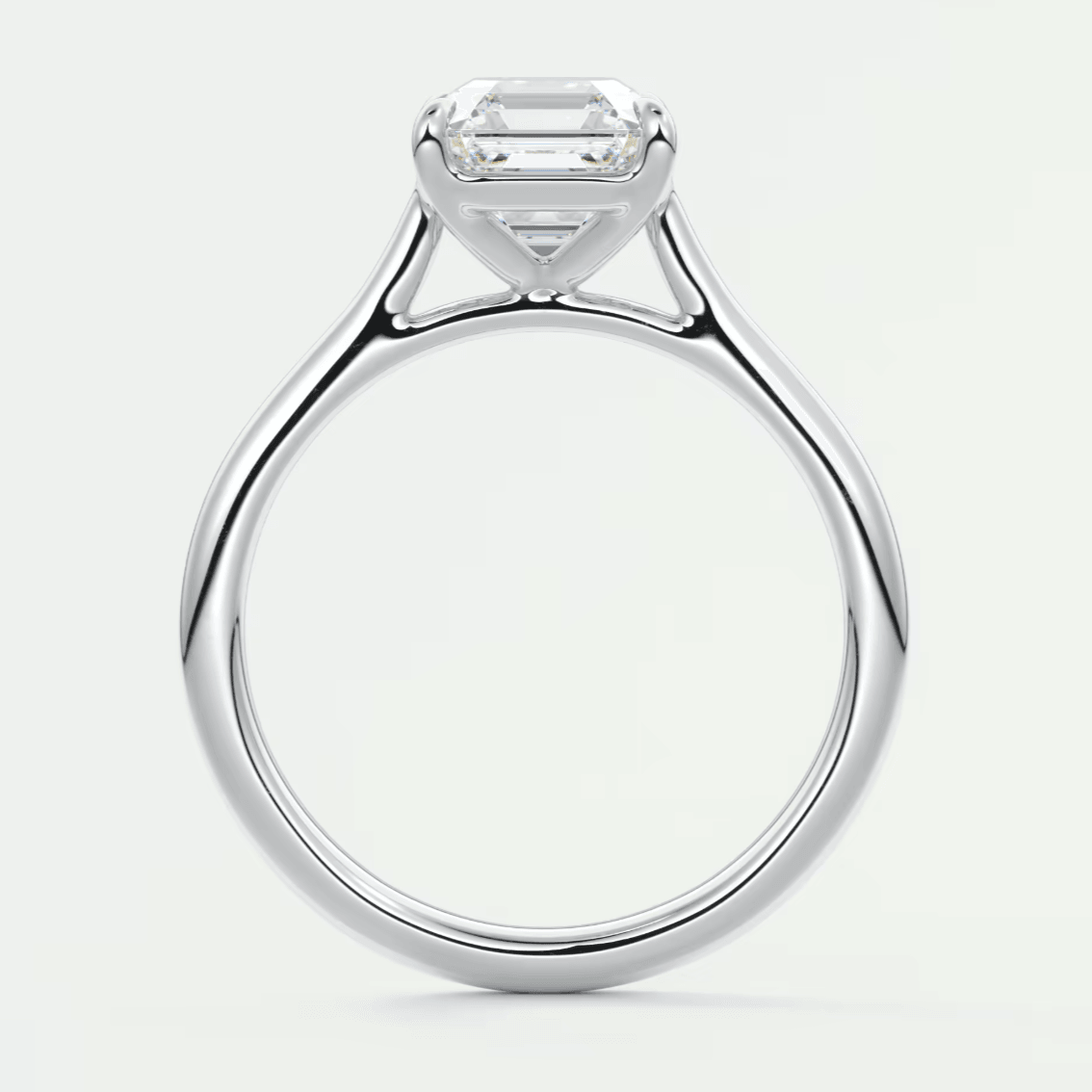 Lumia Asscher Cathedral Solitaire Ring – Lab Diamond or Moissanite