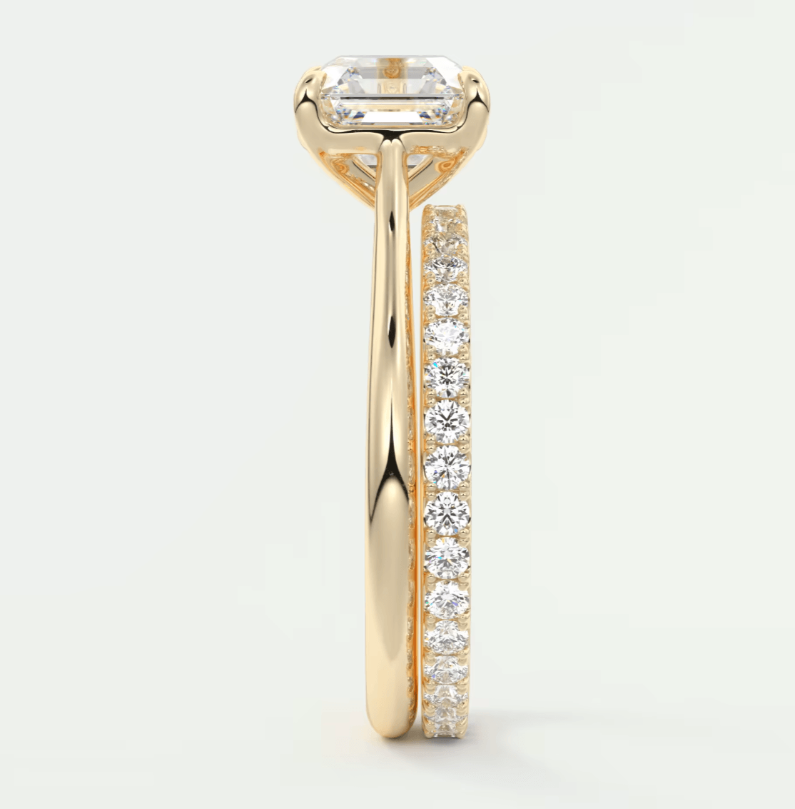 Lumia Asscher Cathedral Solitaire Ring – Lab Diamond or Moissanite