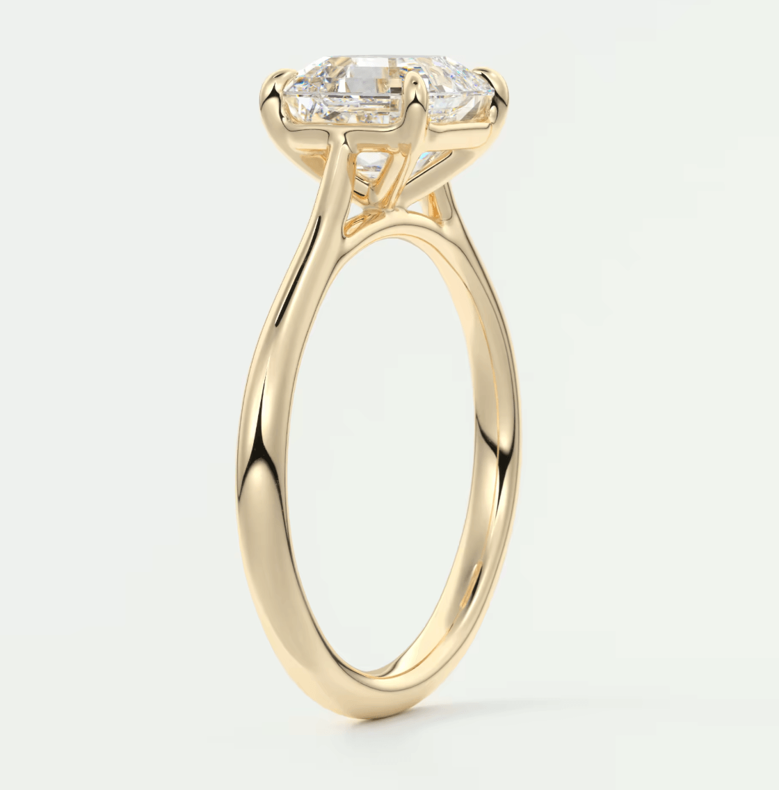 Lumia Asscher Cathedral Solitaire Ring – Lab Diamond or Moissanite