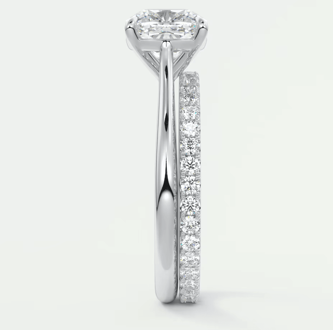 Lumia Cushion Cathedral Solitaire Ring – Lab Diamond or Moissanite