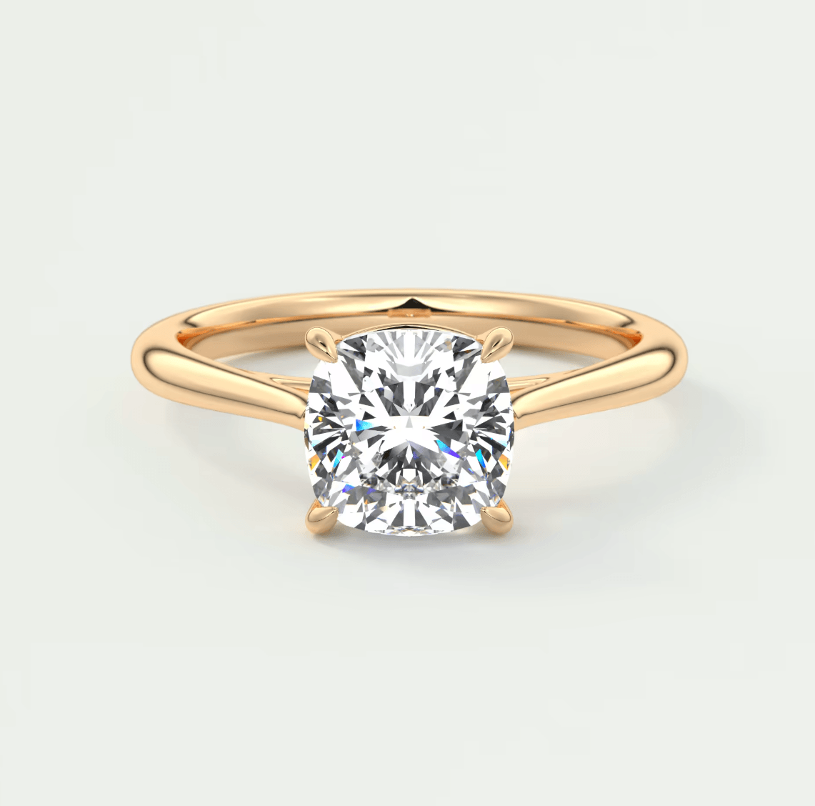 Lumia Cushion Cathedral Solitaire Ring – Lab Diamond or Moissanite