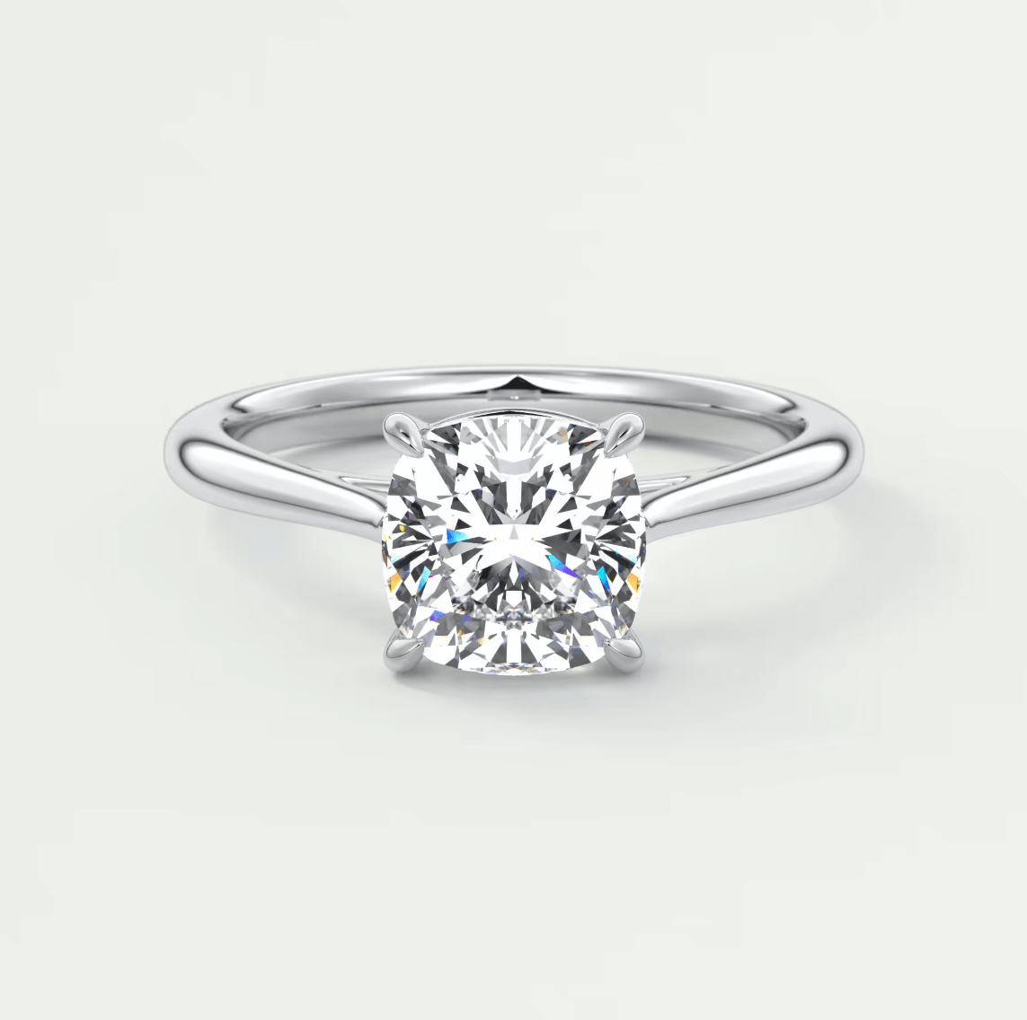 Lumia Cushion Cathedral Solitaire Ring – Lab Diamond or Moissanite