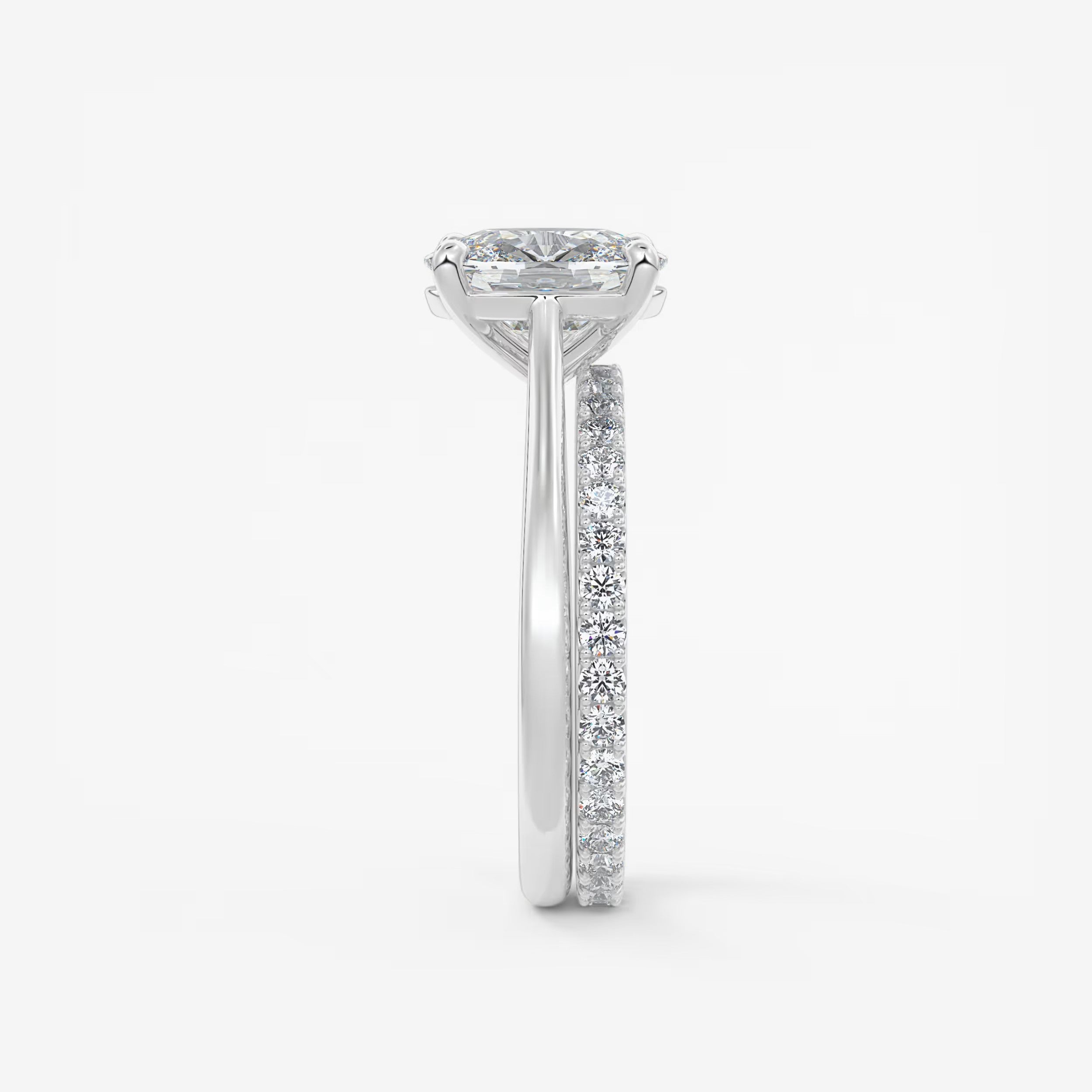 Lumia Elongated Cushion Cathedral Engagement Ring – Lab Diamond or Moissanite