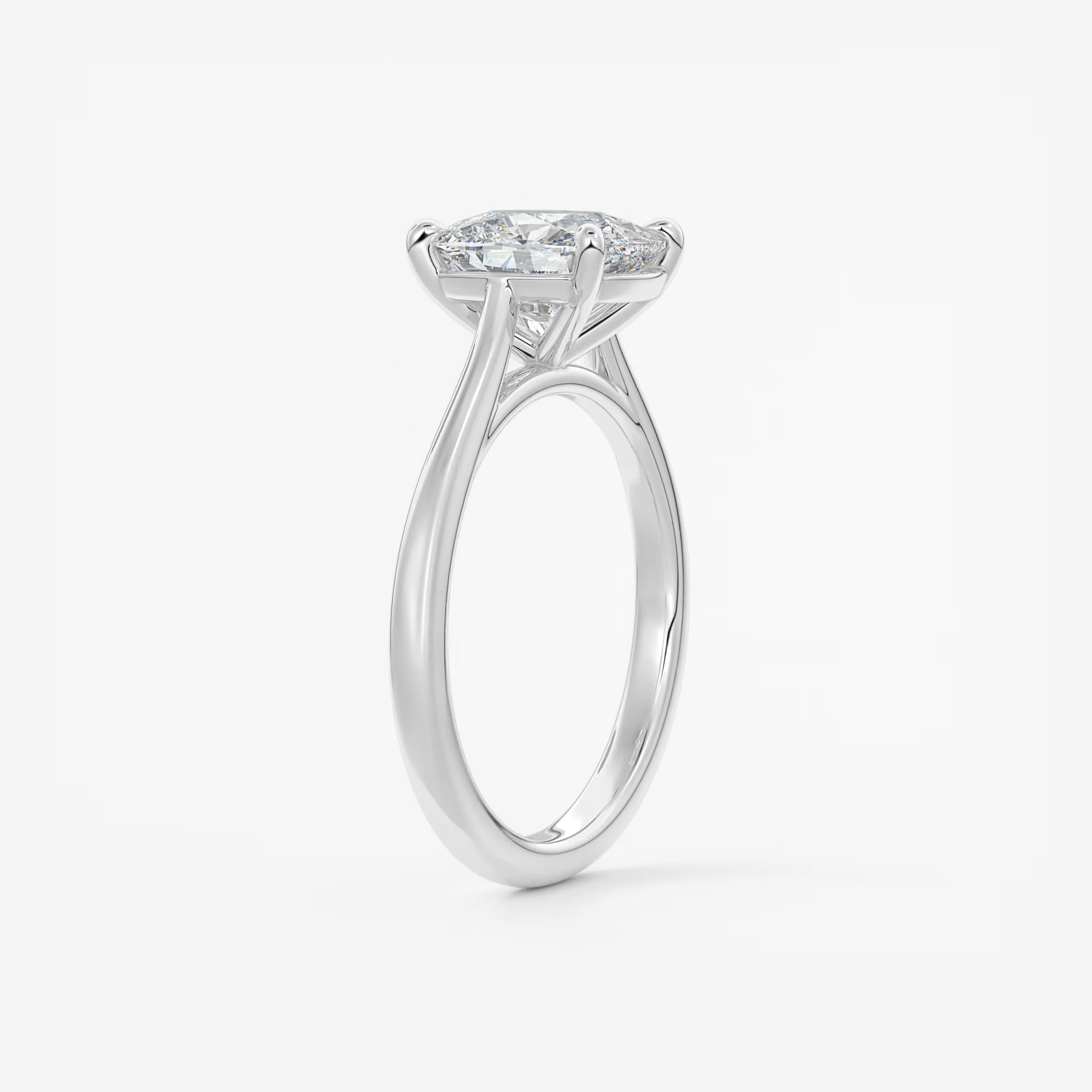 Lumia Elongated Cushion Cathedral Engagement Ring – Lab Diamond or Moissanite