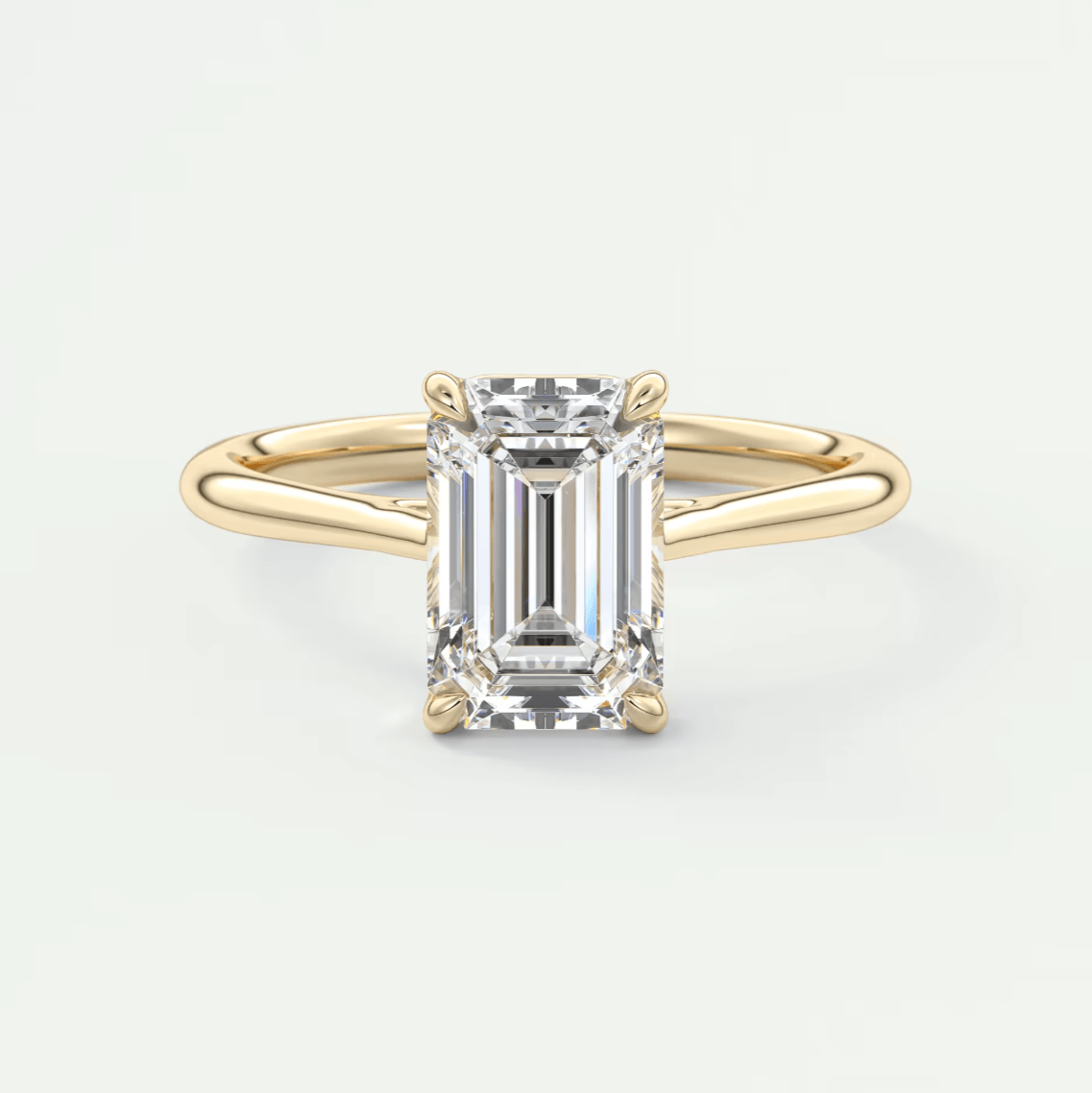 Lumia Emerald Cathedral Solitaire Ring – Lab Diamond or Moissanite