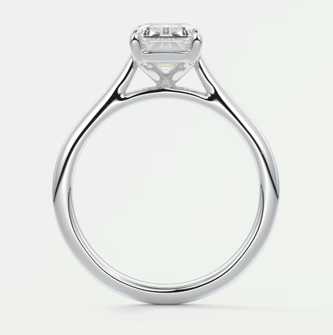 Lumia Emerald Cathedral Solitaire Ring – Lab Diamond or Moissanite