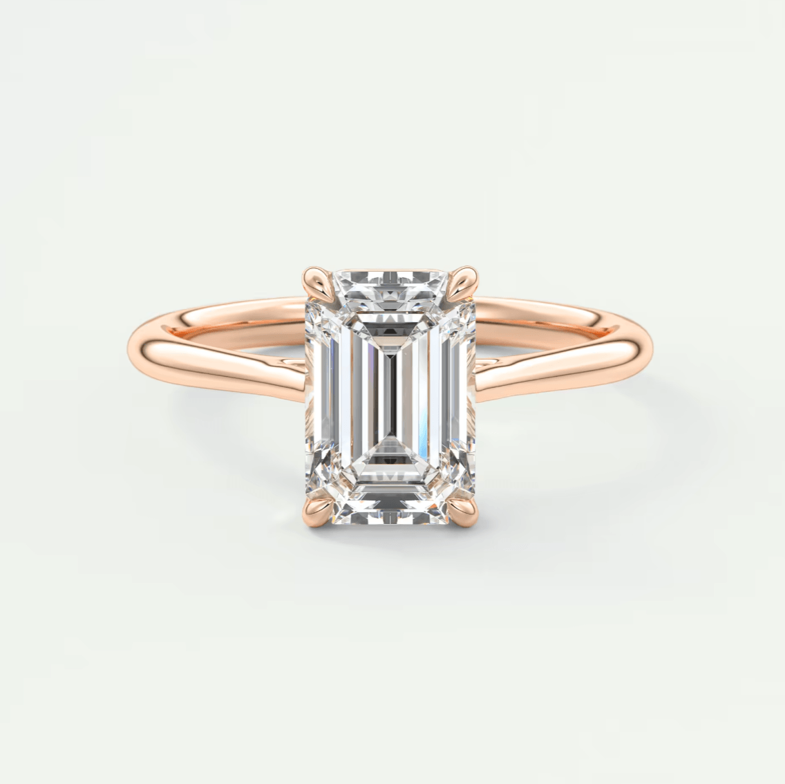 Lumia Emerald Cathedral Solitaire Ring – Lab Diamond or Moissanite