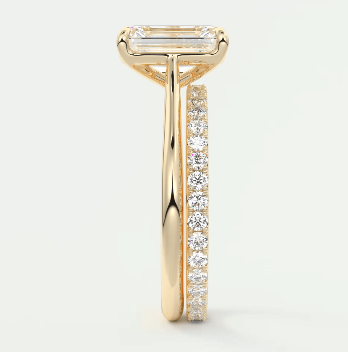 Lumia Emerald Cathedral Solitaire Ring – Lab Diamond or Moissanite