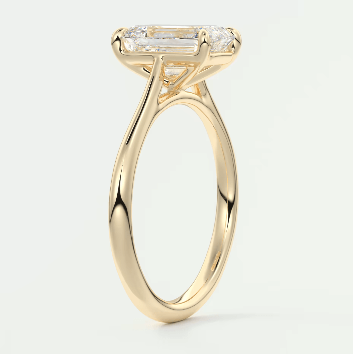 Lumia Emerald Cathedral Solitaire Ring – Lab Diamond or Moissanite