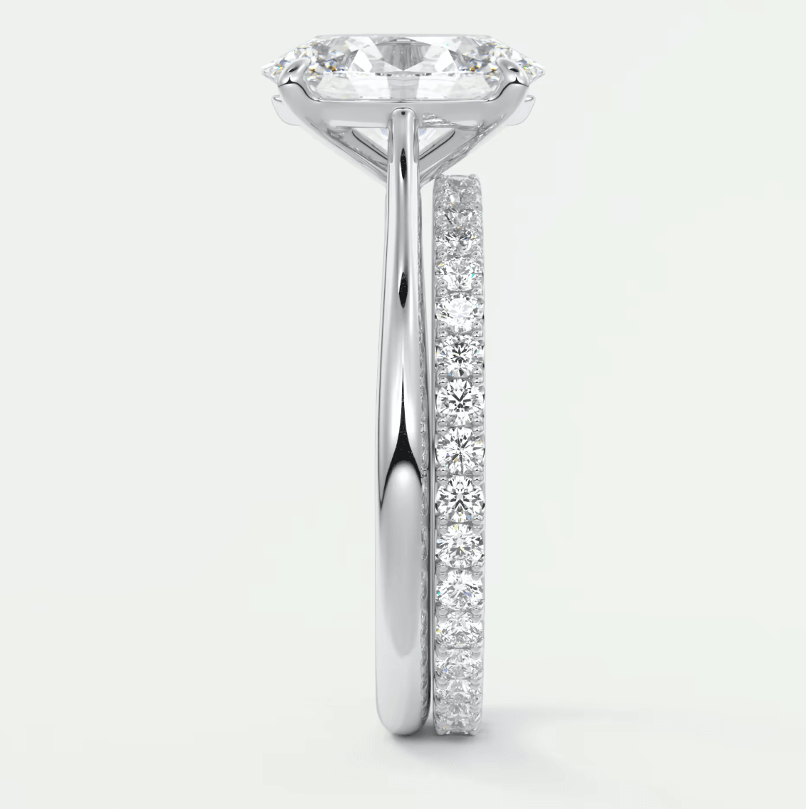 Lumia Oval Cathedral Ring – Lab Diamond or Moissanite