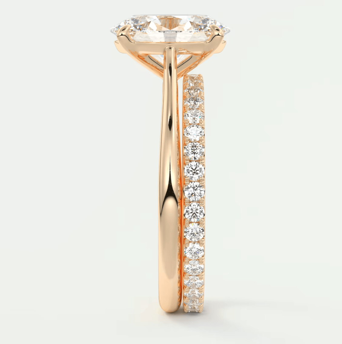 Lumia Oval Cathedral Ring – Lab Diamond or Moissanite