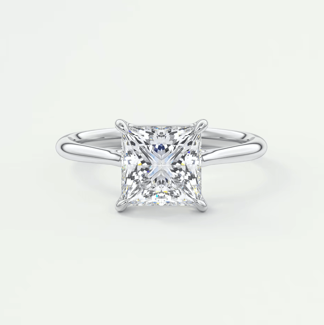 Lumia Princess Cathedral Solitaire Ring – Lab Diamond or Moissanite