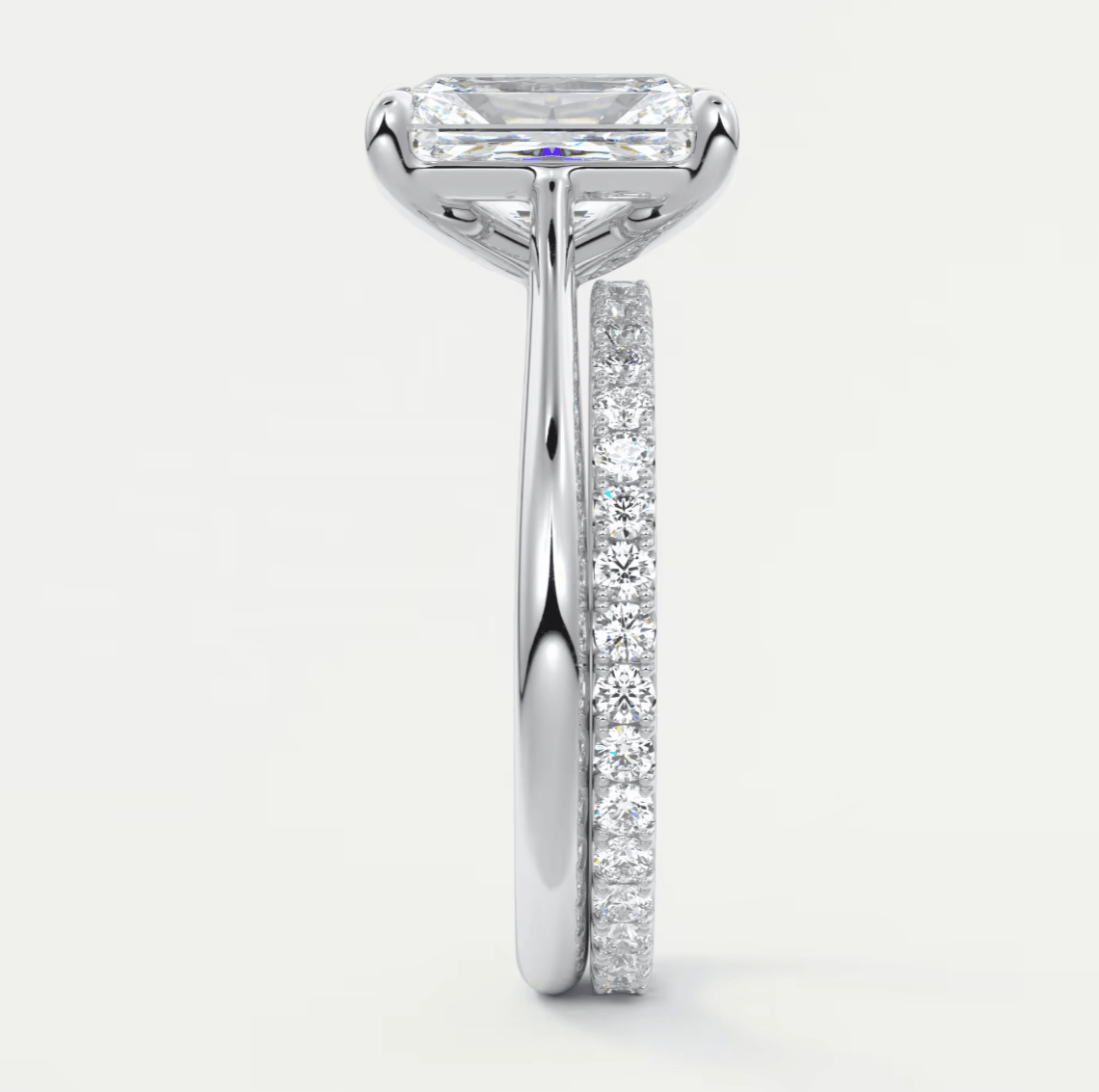 Lumia Radiant Cathedral Solitaire Ring – Lab Diamond or Moissanite