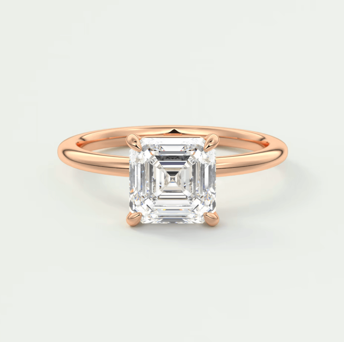 Luna Asscher Solitaire Ring – Lab Diamond or Moissanite