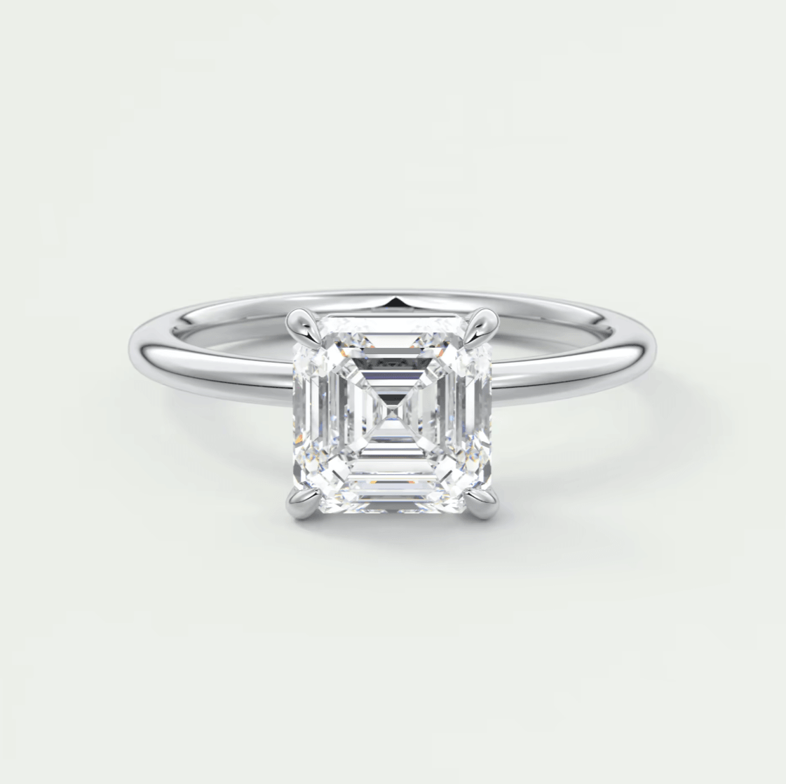 Luna Asscher Solitaire Ring – Lab Diamond or Moissanite