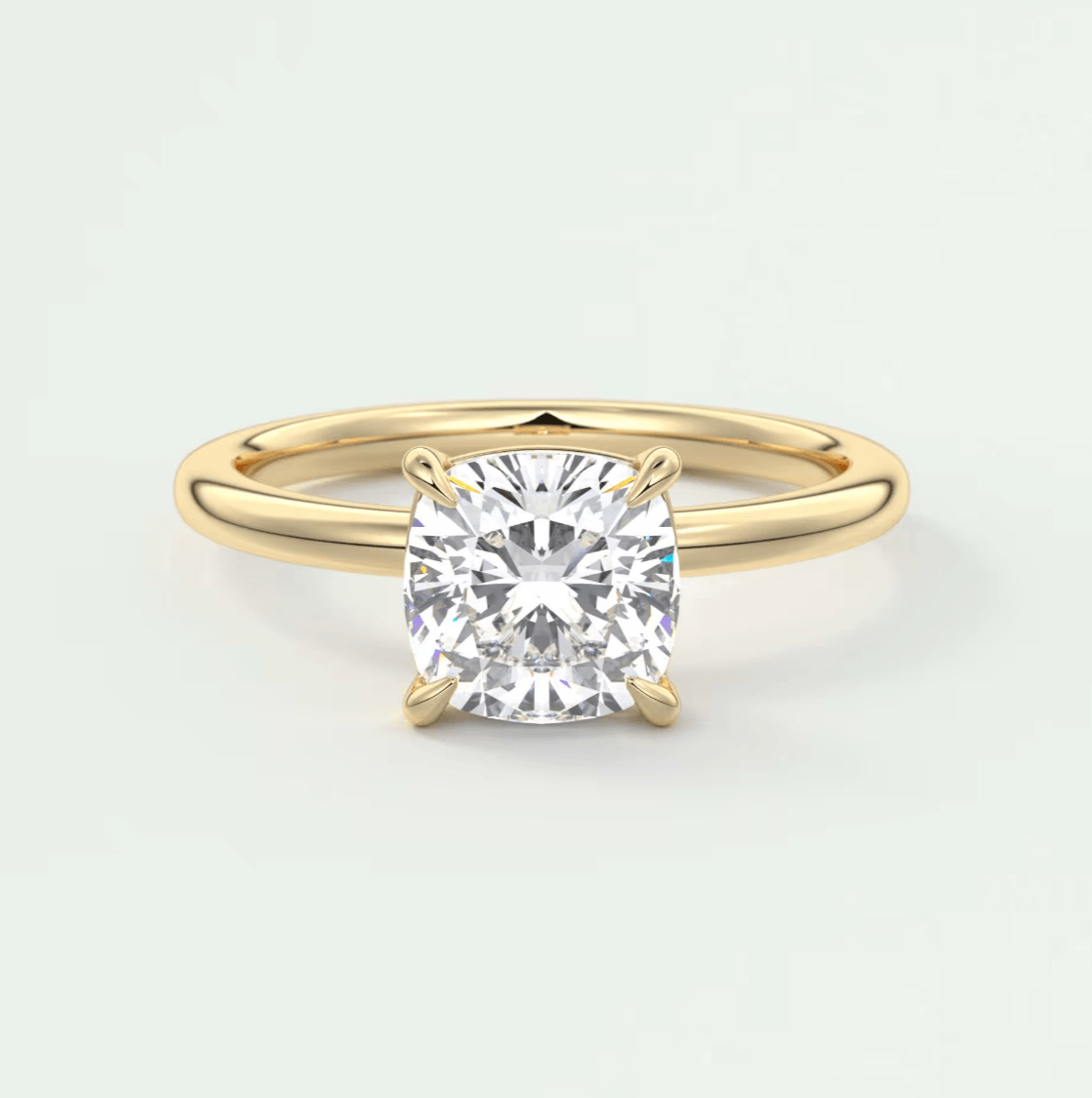 Luna Cushion Solitaire Ring – Lab Diamond or Moissanite