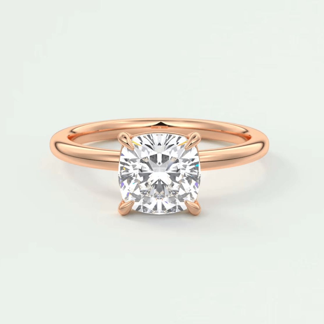 Luna Cushion Solitaire Ring – Lab Diamond or Moissanite